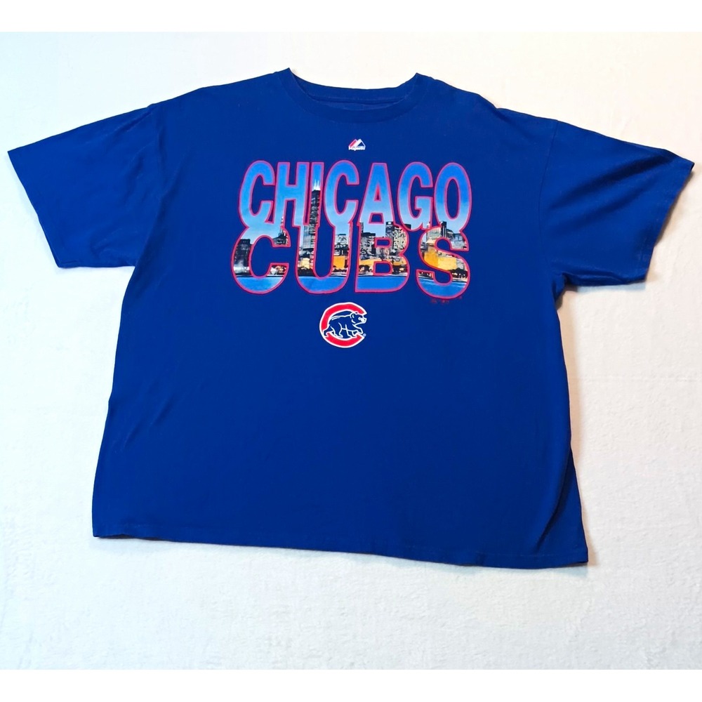 Majestic Chicago Cubs Blue Graphic Tee Size 2XL